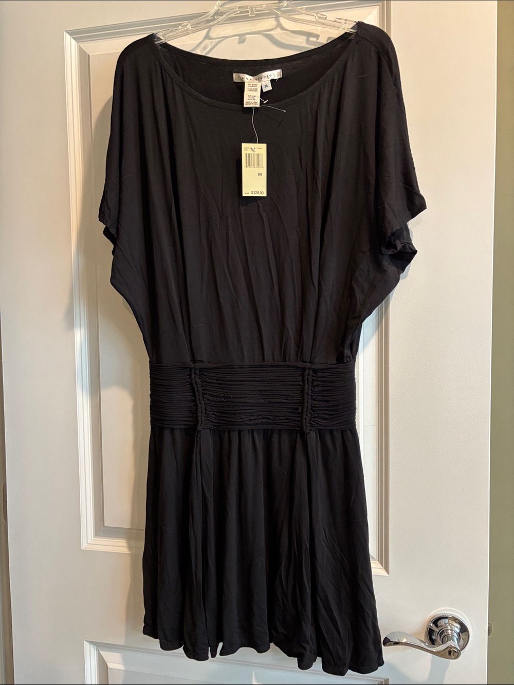 Max Studio Black Dress with Ruched Waist